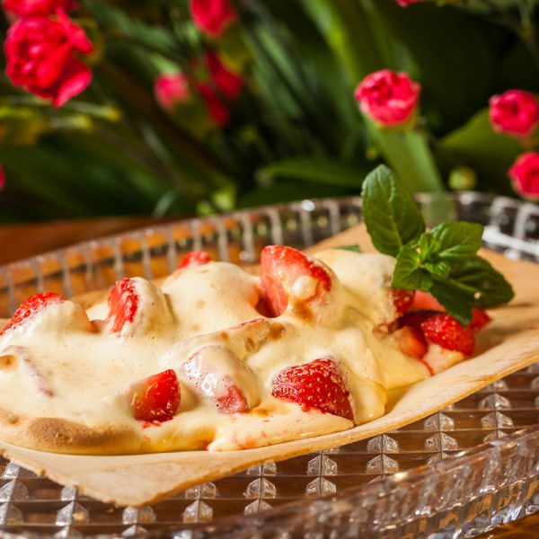 Strawberries in sugar yolks